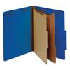 Bright Colored Pressboard Classification Folders, 2 Dividers, Letter Size, Cobalt Blue Cover, 10/Box