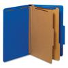 Bright Colored Pressboard Classification Folders, 2 Dividers, Legal Size, Cobalt Blue, 10/Box
