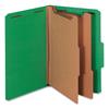Bright Colored Pressboard Classification Folders, 2 Dividers, Legal Size, Emerald Green, 10/Box