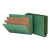Deluxe Six-Section Colored Pressboard End Tab Classification Folders, 2 Dividers, Letter Size, Green, 10/Box