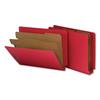 Deluxe Six-Section Colored Pressboard End Tab Classification Folders, 2 Dividers, Letter Size, Bright Red, 10/Box