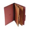 Six-Section Classification Folder w/ Pockets, 2 Dividers, Legal Size, Red, 10/Box