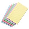 Index Cards, Ruled, 3 in x 5 in, Assorted Colors, 100 Cards/Pack