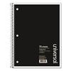 Wirebound Notebook, Medium/College Ruled, 10.5" x 8", White Paper, Black Cover, 70 Sheets