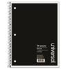 Wirebound Notebook, Wide Ruled, 10.5" x 8", White Paper, Black Cover, 70 Sheets
