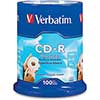 CD-R Discs, 700MB/80min, 52x, Spindle, White, 100/Pack