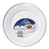 Masterpiece Plastic Plates, 10.25 in, White w/Silver Accents, Round, 120/Carton