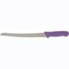 9-1/2" Bread Knife, Purple PP Hdl, Curved, Purple, S/S, Allergen Free