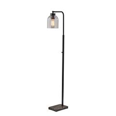 Adesso Bristol Floor Lamp, 55 in H, Black with Clear Glass Shade