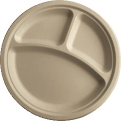 Eco-Bamboo Plate, 3 Compartments, 10", 500/CT