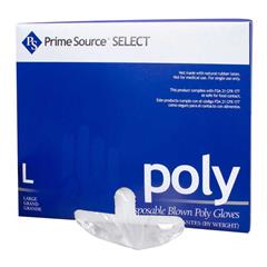 Select Blown Poly Gloves, 0.6 Mil, Powder Free, Clear, Large, 100/Box
