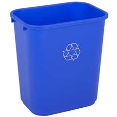Recycle Waste Basket, 28-1/8 QT, 14.4"L x 10.25"W x 15"H, Blue