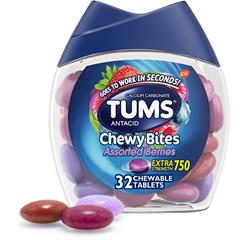 Chewy Bites Chewable Antacid Tablets, Assorted Berries, 32 Tablets