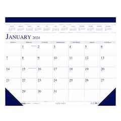 Recycled Two-Color Monthly Desk Pad Calendar, 22 in x 17 in, 2024