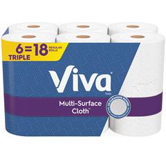 Multi-Surface Cloth Paper Towels, 2-Ply, White, Triple Rolls, 165 Cloths Per Roll, 6 Rolls/Pack