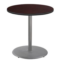 National Public Seating Round Cafe Table, 36 in W x 36 in H, Round Base, Particleboard Core, Mahogany/Gray