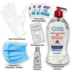 Employee Back To Work Kit, Hand Sanitizer/Hand Wipe/Mask/Glove/Anti-Touch Tool