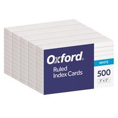 Index Cards, Ruled, 3 in x 5 in, White, 500 Cards/Pack