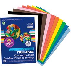Tru-Ray Construction Paper, 76 lbs., 9 x 12, Assorted, 50 Sheets/Pack
