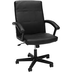 "Topcat" Executive Mid-Back Chair, Black Leather