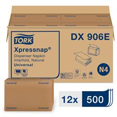 N4 Universal Xpressnap® Dispenser Napkin, Interfold, 1-Ply, 13" x 8.5", Nature, 500/Pack 12 Packs...