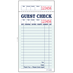 Guest Checks, Green Bond, 100 Checks/Pad, 50 Pads/CT