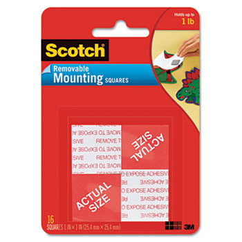 Scotch™ Precut Foam Mounting 1&quot; Squares, Double-Sided, Removable, 16 Squares/Pack