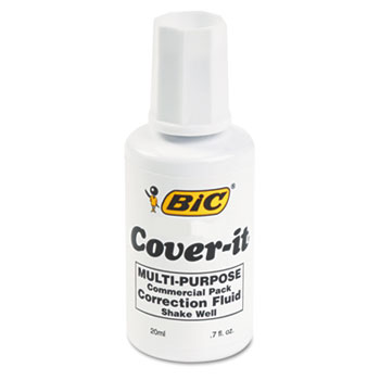 BIC&#174; Cover-It Correction Fluid, 20 ml Bottle, White, DZ