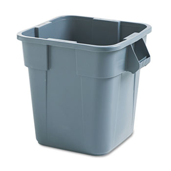 Rubbermaid Commercial Brute Container, Square, Polyethylene, 28gal, Gray
