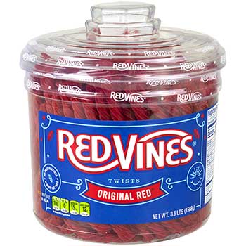 Red Vines&#174; Red Licorice Twists Jar Original Red, 3.5 lb. Tub