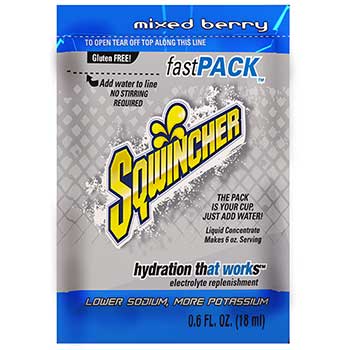 Sqwincher Fast Pack™ Electrolyte Hydration Liquid Concentrate, 0.6 oz., Mixed Berry, 200/CS