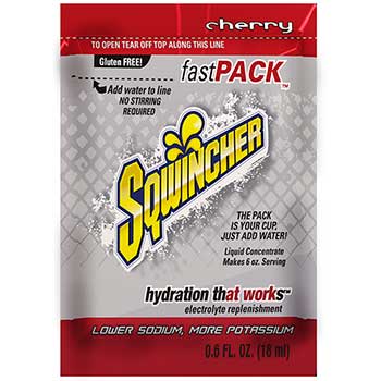 Sqwincher Fast Pack Drink Package, Cherry, .6oz Packet, 200/Carton