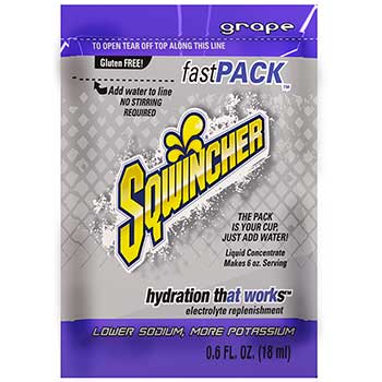 Sqwincher Fast Pack Drink Package, Grape, 0.6 oz. Packet, 200/CT