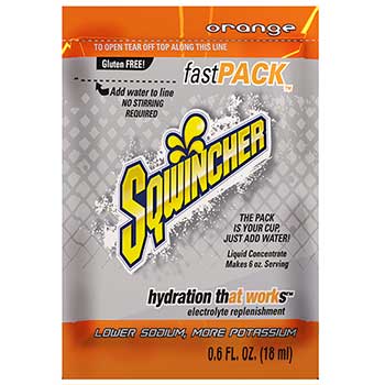 Sqwincher Fast Pack Drink Package, Orange, 0.6 oz. Packet, 200/CT