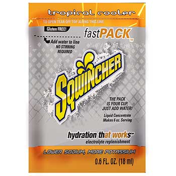 Sqwincher Fast Pack Concentrated Activity Drink, Tropical Cooler, 6oz Pack, 200/Carton