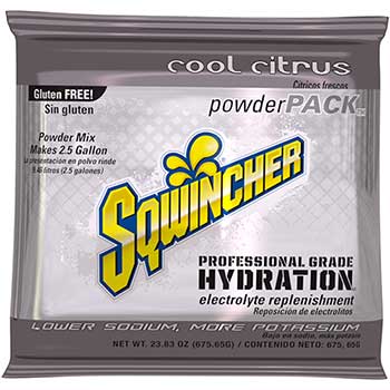 Sqwincher Powder Pack™ Electrolyte Hydration Drink Mix, 2.5 gal., Cool Citrus, 32/CS