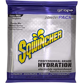 Sqwincher Powder Pack™ Electrolyte Hydration Drink Mix, 5 gal., Grape, 16/CS