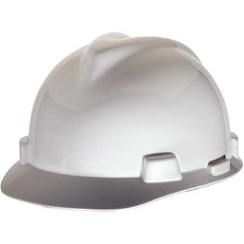 MSA Hard Hat, Cap Style, with 1-Touch supsension, White