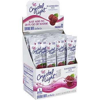 Crystal Light On-The-Go Sugar-Free Drink Mix Raspberry Ice, 0.08 oz, 30/Box, 2 Boxes/Pack