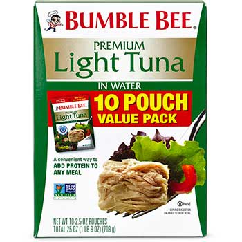 Bumble Bee Premium Light Tuna in Water Value Pack, 2.5 oz., 10/PK