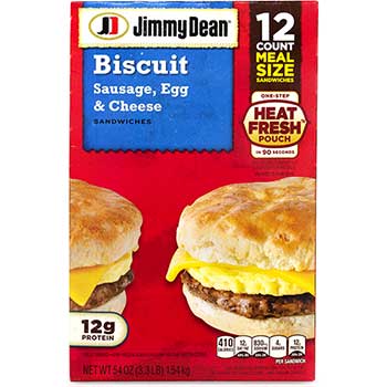 Jimmy Dean Sausage, Egg and Cheese Biscuit Breakfast Sandwich, 12/CT