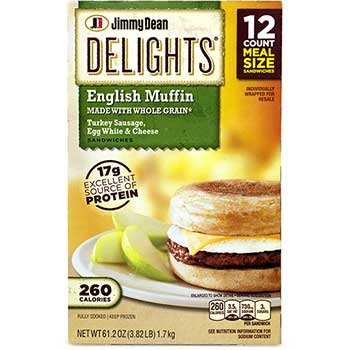 Jimmy Dean Delights Turkey Sausage, Egg White &amp; Cheese English Muffin, 12/CT