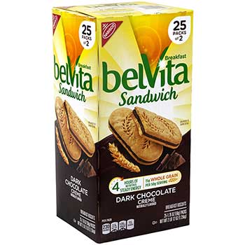 Nabisco belVita Breakfast Sandwich, Dark Chocolate Creme, 1.76 oz., 25/PK