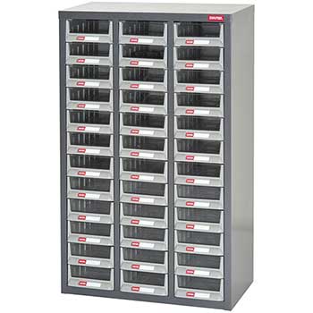 Shuter Steel Parts Storage Cabinet with 36 Bins and Dividers