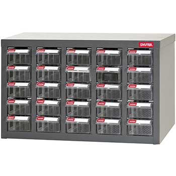 Shuter Steel Parts Storage Cabinet with 25 Bins and Dividers