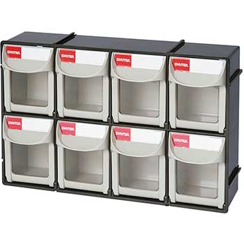 Shuter Flip Out Parts Storage Bin, 8 Units with Transparent Window
