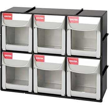 Shuter Flip Out Parts Storage Bin, 6 Units with Transparent Window