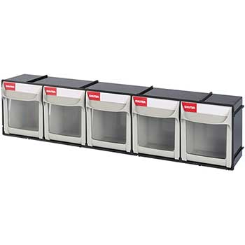 Shuter Flip Out Parts Storage Bin, 5 Units with Transparent Window
