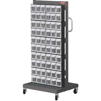 Shuter Mobile Parts Cart, 6 Flip Out Bins, 2-Sided