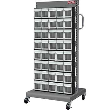 Shuter Mobile Parts Cart, 5 Flip Out Bins, 1-Sided, 40 Bins
